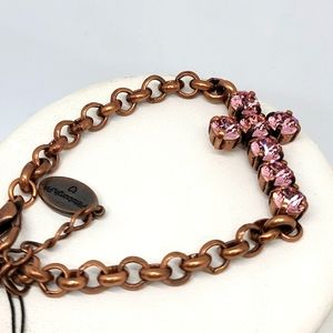 Pink Crystal Cross Bracelet